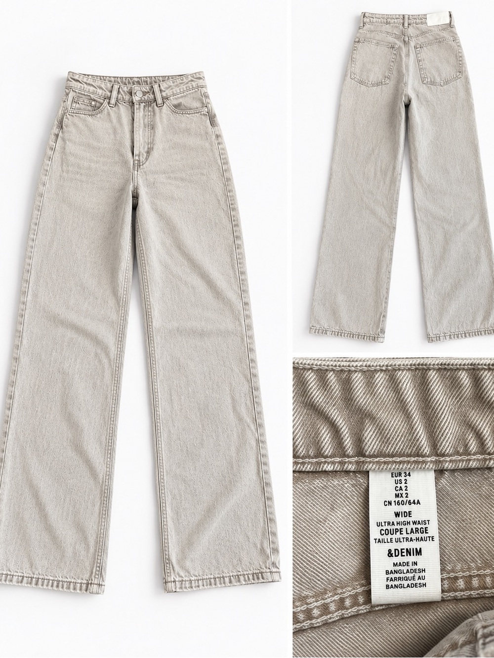 H&M Ultra High Waist Wide-Leg Jeans — Brownish Grey